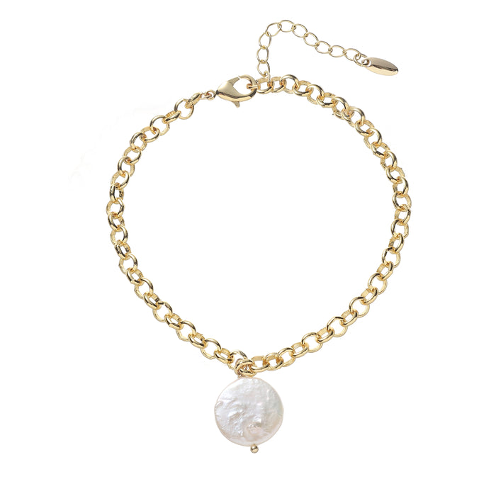 GOLD PLATED FRESHWATER PEARL BRACELET  B1605