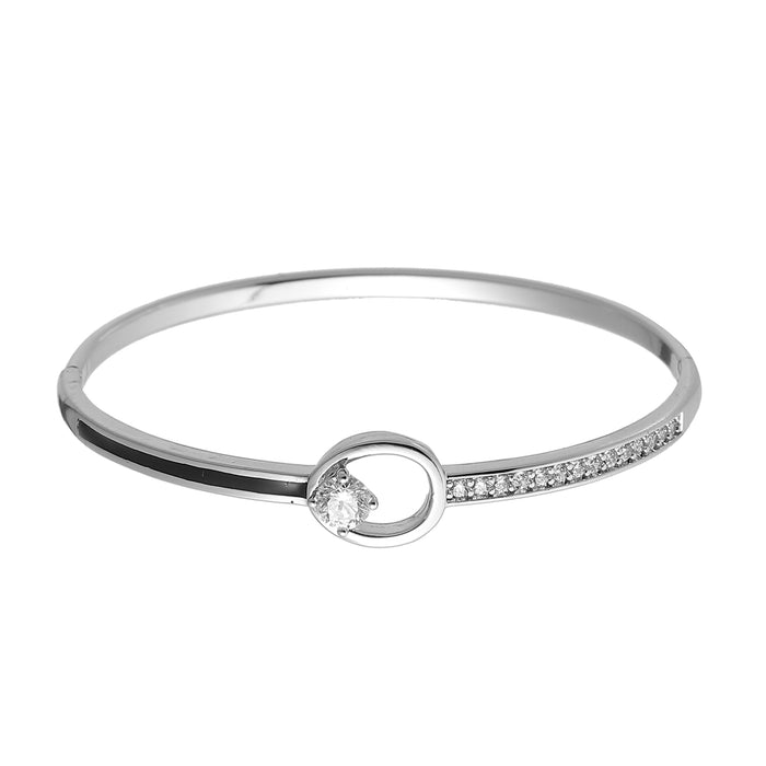 RHODIUM PLATED BANGLE WITH CUBIC ZIRCONIA STONES B1678