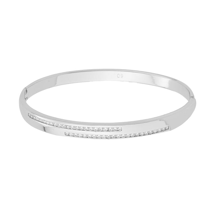 RHODIUM PLATED BANGLE WITH CUBIC ZIRCONIA STONES B1679