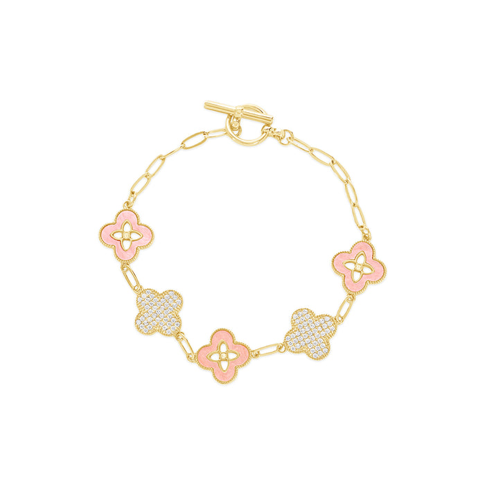 18K GOLD PLATED BRACELET WITH MOTHER OF PEARL AND  A FREE GIFT BOX.