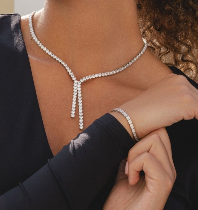 RHODIUM  PLATED BRACELET WITH CUBIC ZIRCONIA STONES B1875RHODIUM