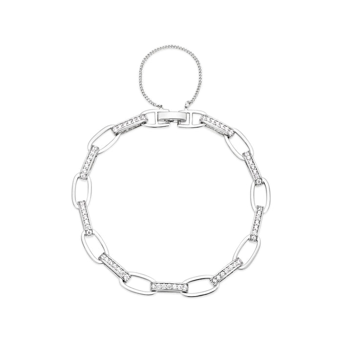 RHODIUM PLATED BRACELET WITH CUBIC ZIRCONIA STONES B1887
