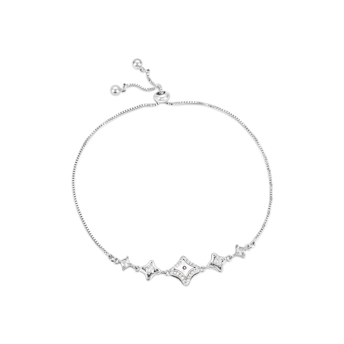 RHODIUM PLATED BRACELET WITH CUBIC ZIRCONIA STONES B1889RHODIUM
