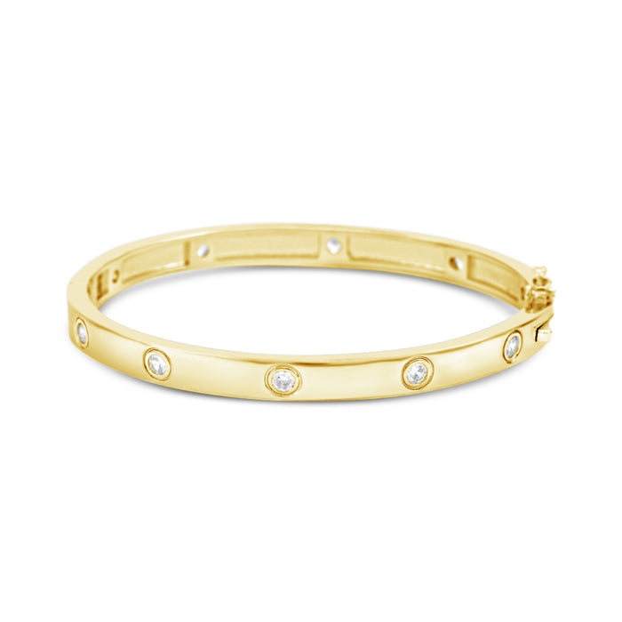 18K GOLD PLATED BRACELET WITH CUBIC ZIRCONIA STONES  .WITH A FREE GIFT BOX.
