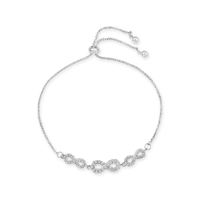 RHODIUM PLATED BRACELET  WITH CUBIC ZIRCONIA STONES B2032 WITH A FREE GIFT BOX.