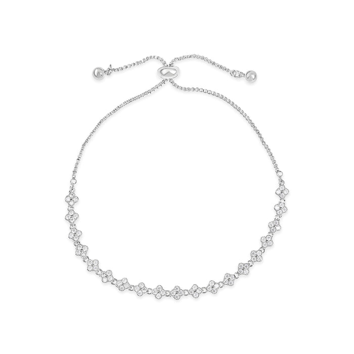 RHODIUM PLATED BRACELET  B2034WHITE WITH CUBIC ZIRCONIA STONES .WITH A FREE GIFT BOX.