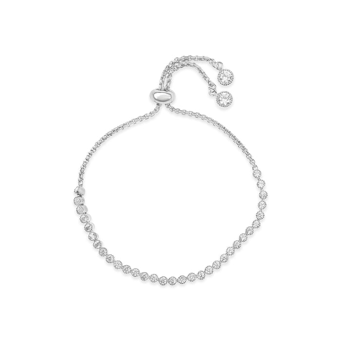 RHODIUM PLATED BRACELET  B2035 WITH CUBIC ZIRCONIA STONES .WITH A FREE GIFT BOX.
