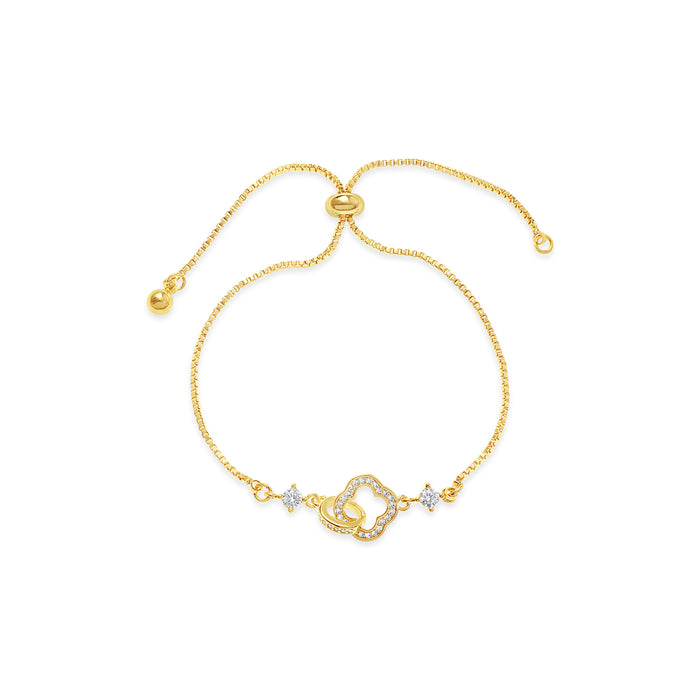 14K GOLD PLATED BRACELET WITH CUBIC ZIRCONIA STONES..B2139 WITH A FREE GIFT BOX.