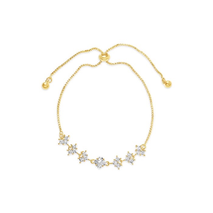 14K GOLD PLATED BRACELET WITH CUBIC ZIRCONIA STONES.B2140 WITH A FREE GIFT BOX.