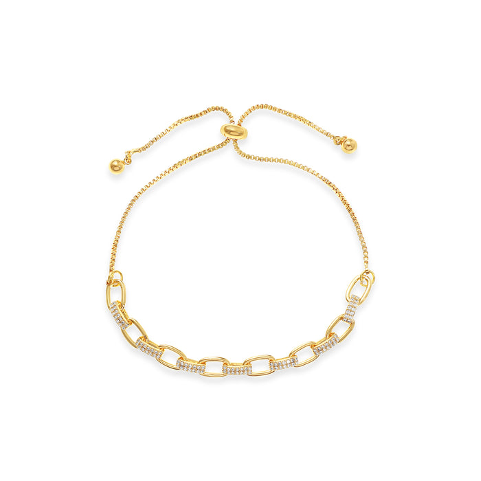 14K GOLD PLATED BRACELET WITH CUBIC ZIRCONIA STONES..B2142GOLD WITH A FREE GIFT BOX.