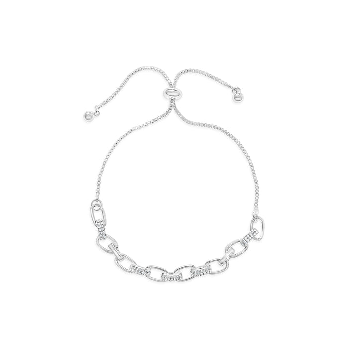 SILVER  PLATED BRACELET WITH CUBIC ZIRCONIA STONES..B2142SILVER WITH A FREE GIFT BOX.