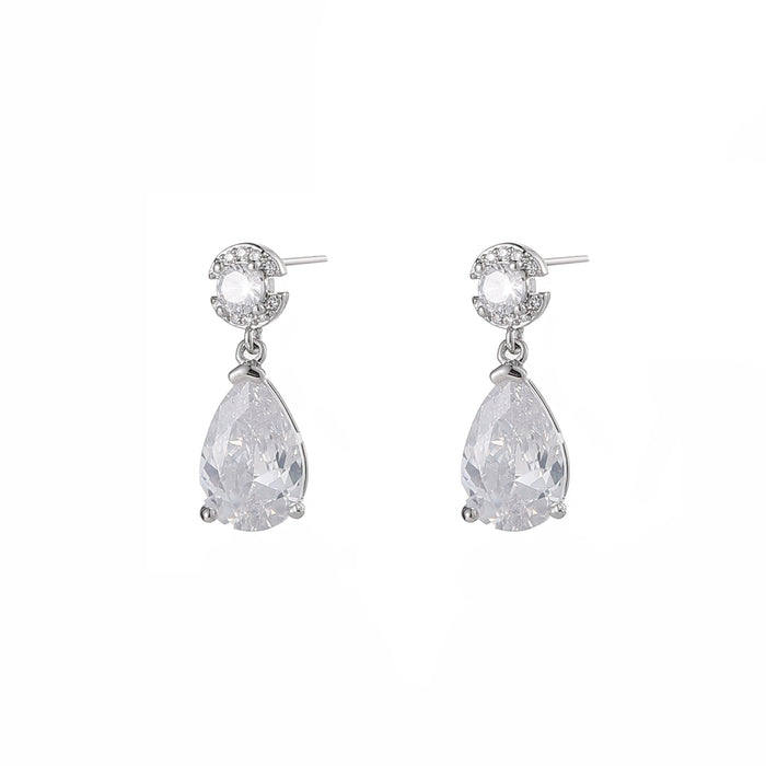 RHODIUM PLATED EARRINGS  WITH CUBIC ZIRCONIA STONES E1637