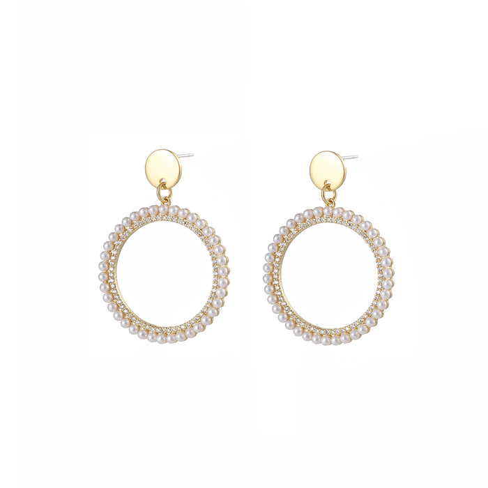 GOLD PLATED  PEARL AND CUBIC ZIRCONIA EARRINGS E1642