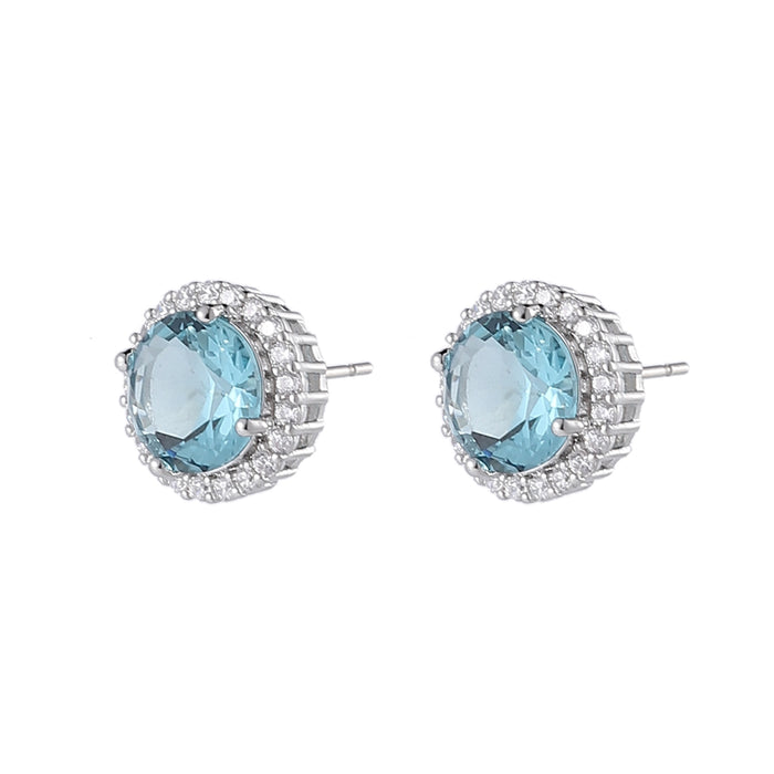 RHODIUM  PLATED  EARRINGS WITH CUBIC ZIRCONIA STONES E1650