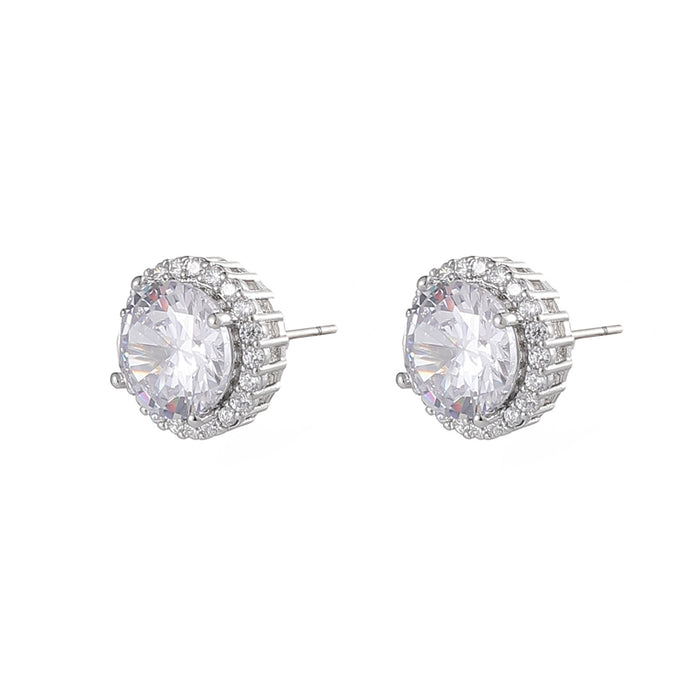 RHODIUM  PLATED  EARRINGS WITH CUBIC ZIRCONIA STONES E1651