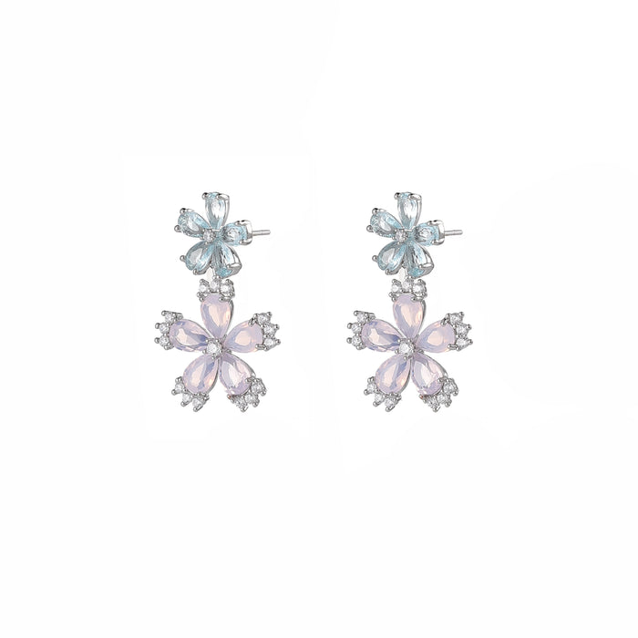 Rhodium PLATED  EARRINGS WITH CUBIC ZIRCONIA STONES E1655