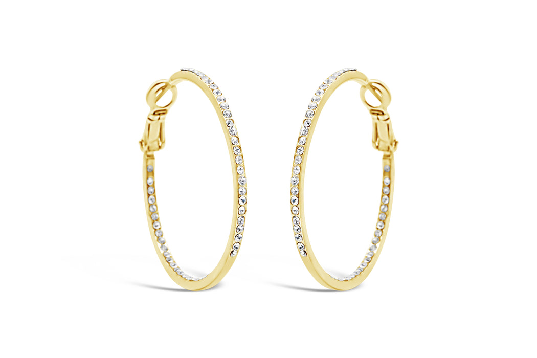 18K GOLD PLATED EARRINGS  WITH CUBIC ZIRCONIA STONES  .WITH A FREE GIFT BOX.E18034GOLD