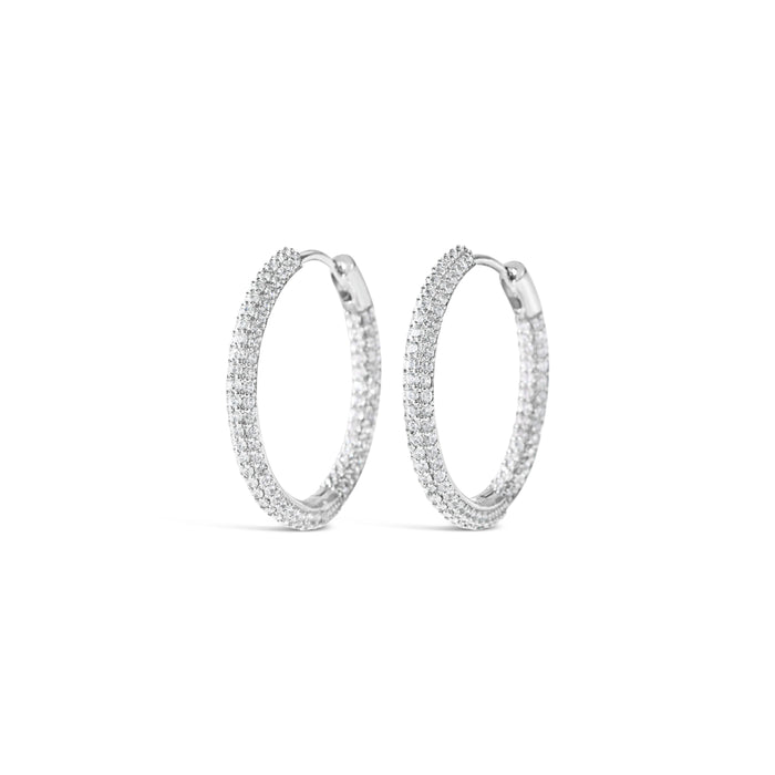 RHODIUM PLATED CUBIC ZIRCONIA EARRINGS E1842RHODIUM