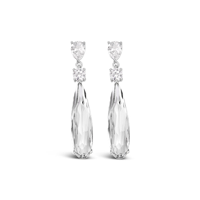 RHODIUM PLATED CUBIC ZIRCONIA EARRINGS E1871WHITE
