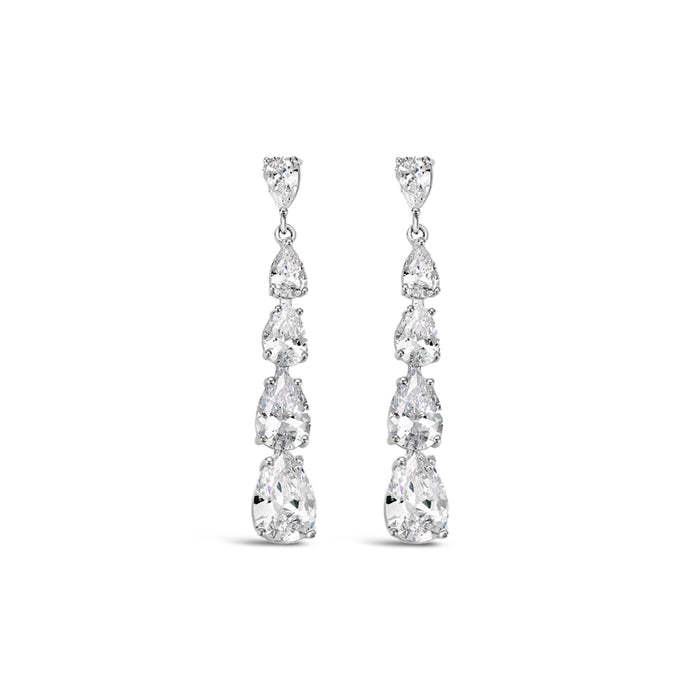 RHODIUM PLATED CUBIC ZIRCONIA EARRINGS E1872