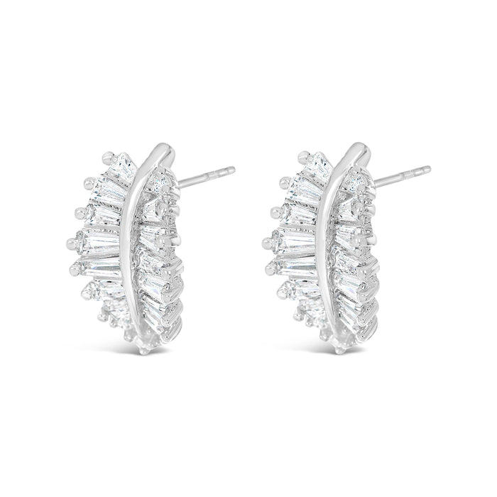 SILVER PLATED EARRINGS E1995SILVER WITH CUBIC ZIRCONIA STONES. WITH A FREE GIFT BOX.