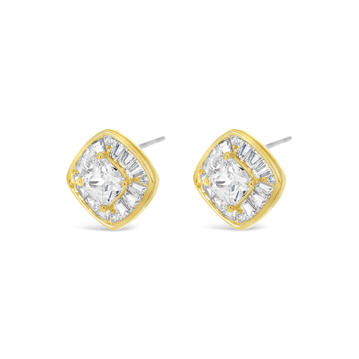 18K GOLD PLATED EARRINGS WITH CUBIC ZIRCONIA STONES.WITH A FREE GIFT BOX.E1996
