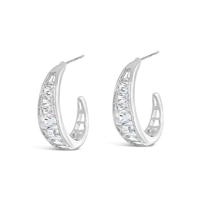 SILVER PLATED EARRINGS E1998SILVER WITH CUBIC ZIRCONIA STONES. WITH A FREE GIFT BOX.