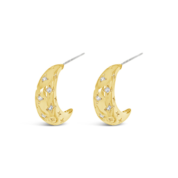 18K GOLD PLATED EARRINGS  WITH CUBIC ZIRCONIA STONES .WITH A FREE GIFT BOX.E1999
