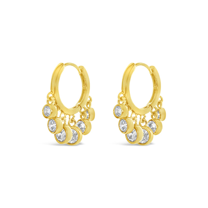 18K GOLD PLATED EARRINGS  WITH CUBIC ZIRCONIA STONES .WITH A FREE GIFT BOX.E2001GOLD