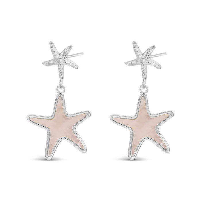 SILVER  PLATED EARRINGS E2004 WITH CUBIC ZIRCONIA STONES AND MOTHER OF PEARL. WITH A FREE GIFT BOX.