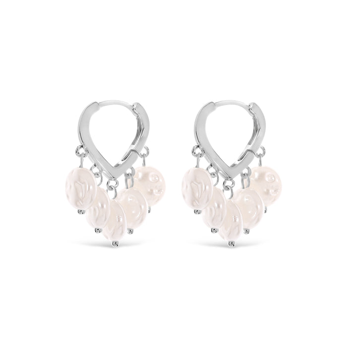 SILVER PLATED EARRINGS  WITH WHITE PEARL.WITH A FREE GIFT BOX.E2006SILVER