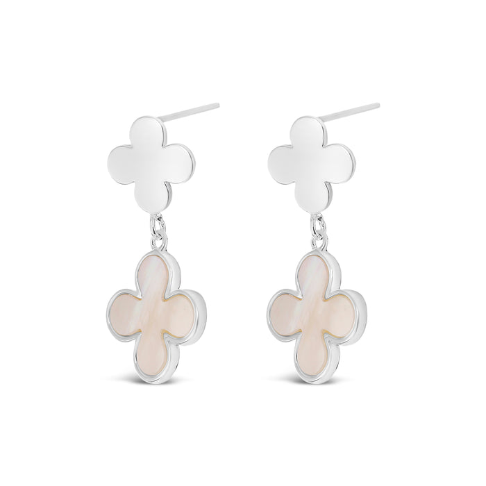 SILVER PLATED EARRINGS E2007SILVER WITH MOTHER OF PEARL. WITH A FREE GIFT BOX.
