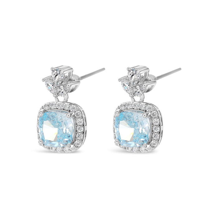 RHODIUM PLATED EARRINGS E2019 WITH CUBIC ZIRCONIA STONES. WITH A FREE GIFT BOX.