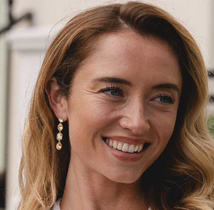 18K GOLD PLATED EARRINGS WITH A FREE GIFT BOX.E2029CHAMPAGNE