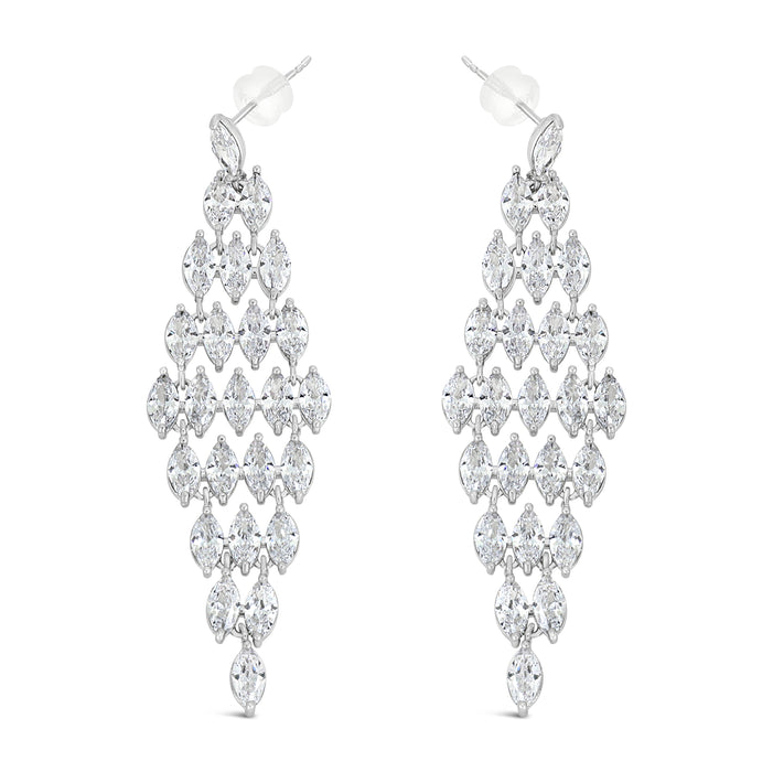 RHODIUM PLATED CUBIC ZIRCONIA EARRINGS WITH A FREE GIFT BOX E2129