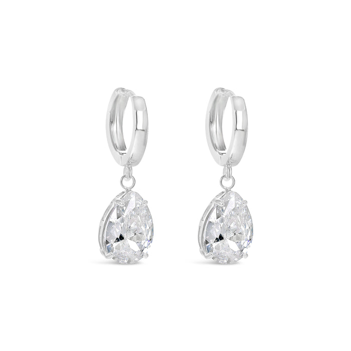 SILVER  PLATED EARRINGS  WITH CUBIC ZIRCONIA STONES.E2145SILVER  WITH A FREE GIFT BOX