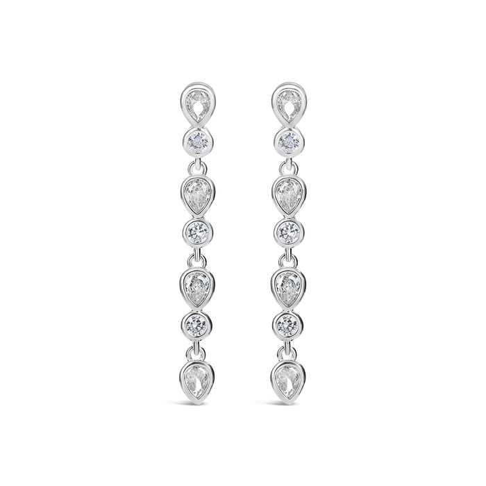 SILVER  PLATED EARRINGS  WITH CUBIC ZIRCONIA STONES.E2146SILVER WITH A FREE GIFT BOX