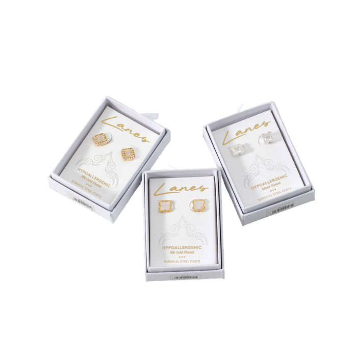 3 PAIRS OF ALL 100 HYPOALLERGENIC EARRING STYLES.SUPPLIED WITH A FREE DISPLAY STAND.