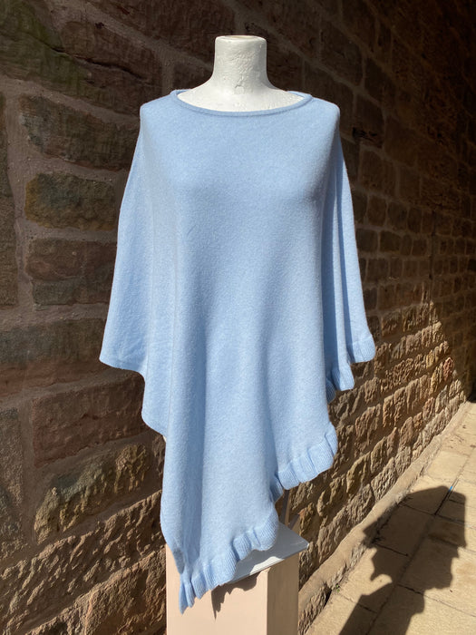 Lara' our Cashmere Mix Poncho in Light Blue LARA - LIGHT BLUE