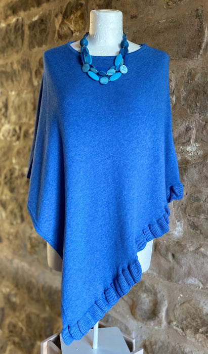 Lara' our Cashmere Mix Poncho in Grecian Blue LARA - GRECIAN BLUE