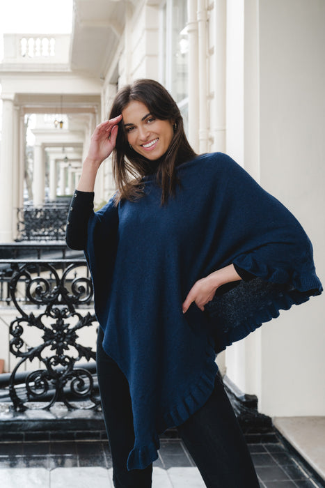 Lara' our Cashmere Mix Poncho in French Navy LARA - FRENCH NAVY