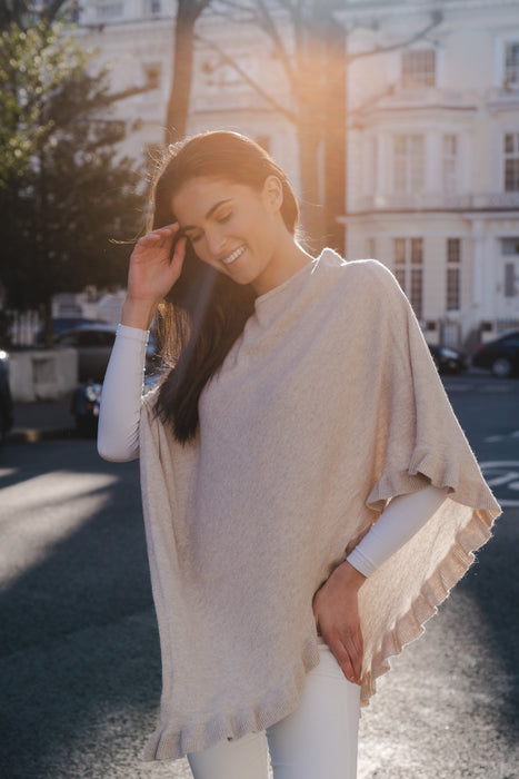 Lara' our Cashmere Mix Poncho in Stone LARA - STONE