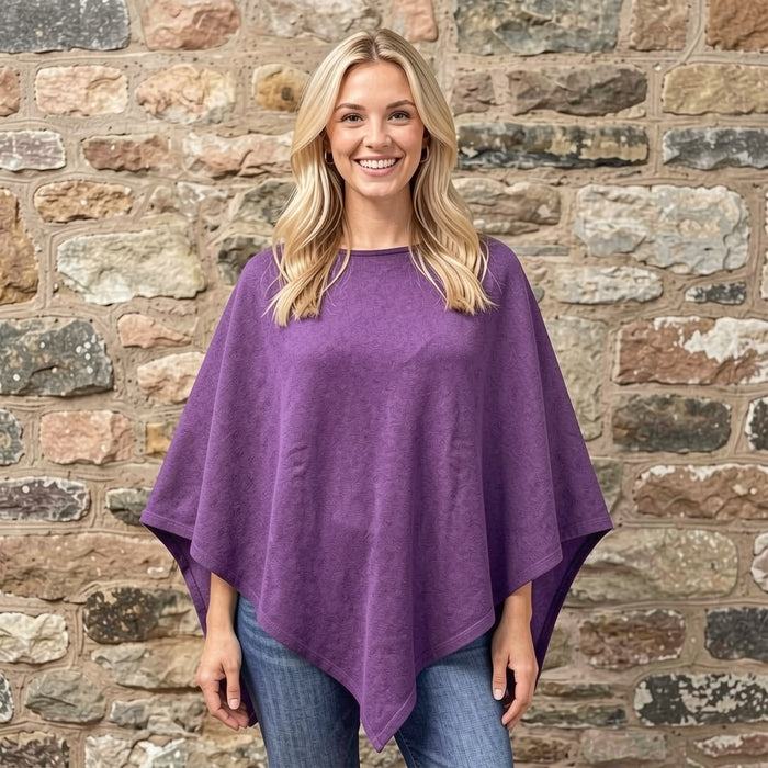 Mia' our Cashmere Mix Poncho in Deep Purple MIA - DEEP PURPLE