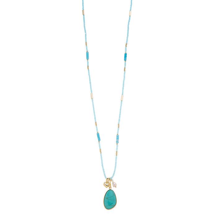 GOLD PLATED NECKLACE N1148AQUA SUPPLIED WITH A POUCH