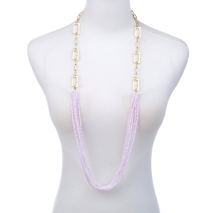 GOLD PLATED NECKLACE N1161PINK SUPPLIED WITH A POUCH