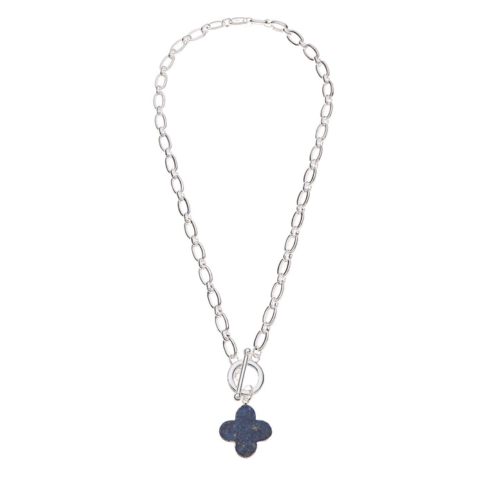 N1450NAVY NECKLACE WITH SEMI PRECIOUS LAPIS STONES