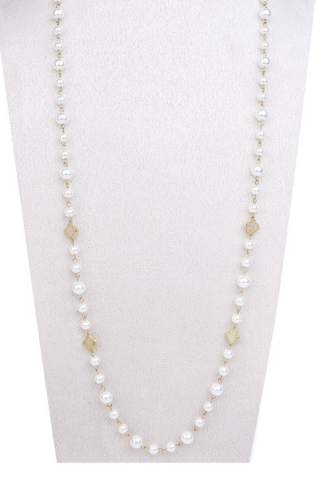 Gold Plated Glass Pearl Necklace N1527