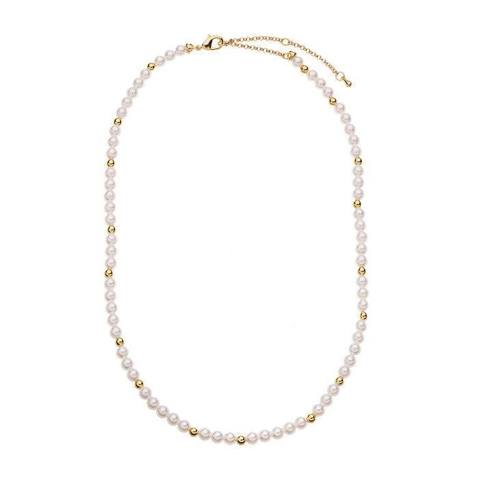 Gold Plated Glass Pearl Necklace N1529