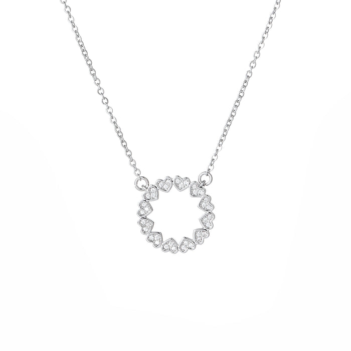 RHODIUM PLATED NECKLACE WITH CUBIC ZIRCONIA STONES N1623