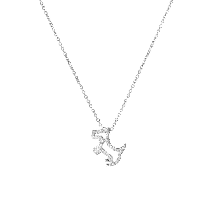 RHODIUM PLATED NECKLACE WITH CUBIC ZIRCONIA STONES N1630